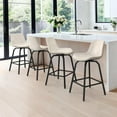 thumbnail image 6 of LUE BONA 360° Swivel Bar Stools Set of 2, 26 Inch Counter Height Bar Stools, Modern Faux Leather with Enlarged Seats, Metal Legs for Kitchen Island, Dining, Ivory, 6 of 7