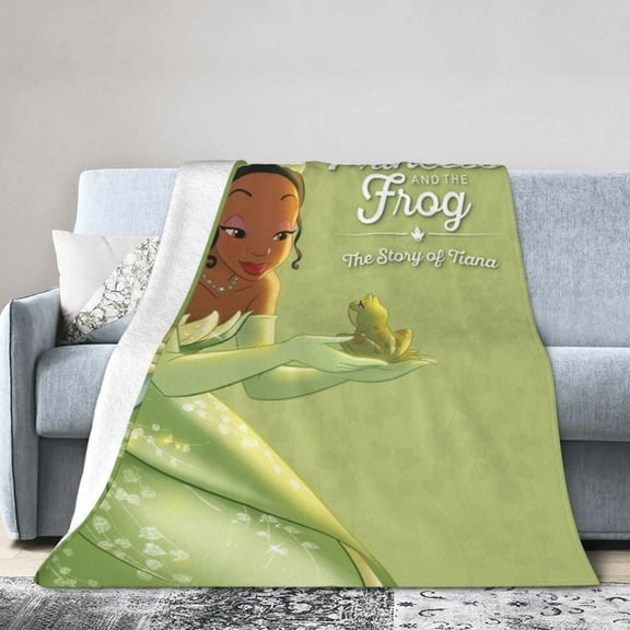 Princess and The Frog Throw Blanket,Princess Tiana Flannel Blanket for Kids Couch Bed 30" x 40"