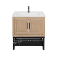 thumbnail image 5 of 32" Bathroom Vanity with White Ceramic Sink & Hot and Cold Faucet , Freestanding Bathroom Cabinet with 2 Storage Doors and Open iron Shelf for Bathroom, 5 of 6