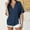 Blue, variant on Rezuofi 1 Pcs Womens Short Sleeve Button Down Shirts Cotton Linen V Neck Side Slit Blouse Summer Casual Loose Fit Beach Tops