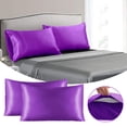 thumbnail image 2 of Tkrady 2Pcs Pillowcase 51x76cm, Silk Satin Imitation Silk Satin Solid Hotel Bedding Pillowcase Purple, 2 of 6