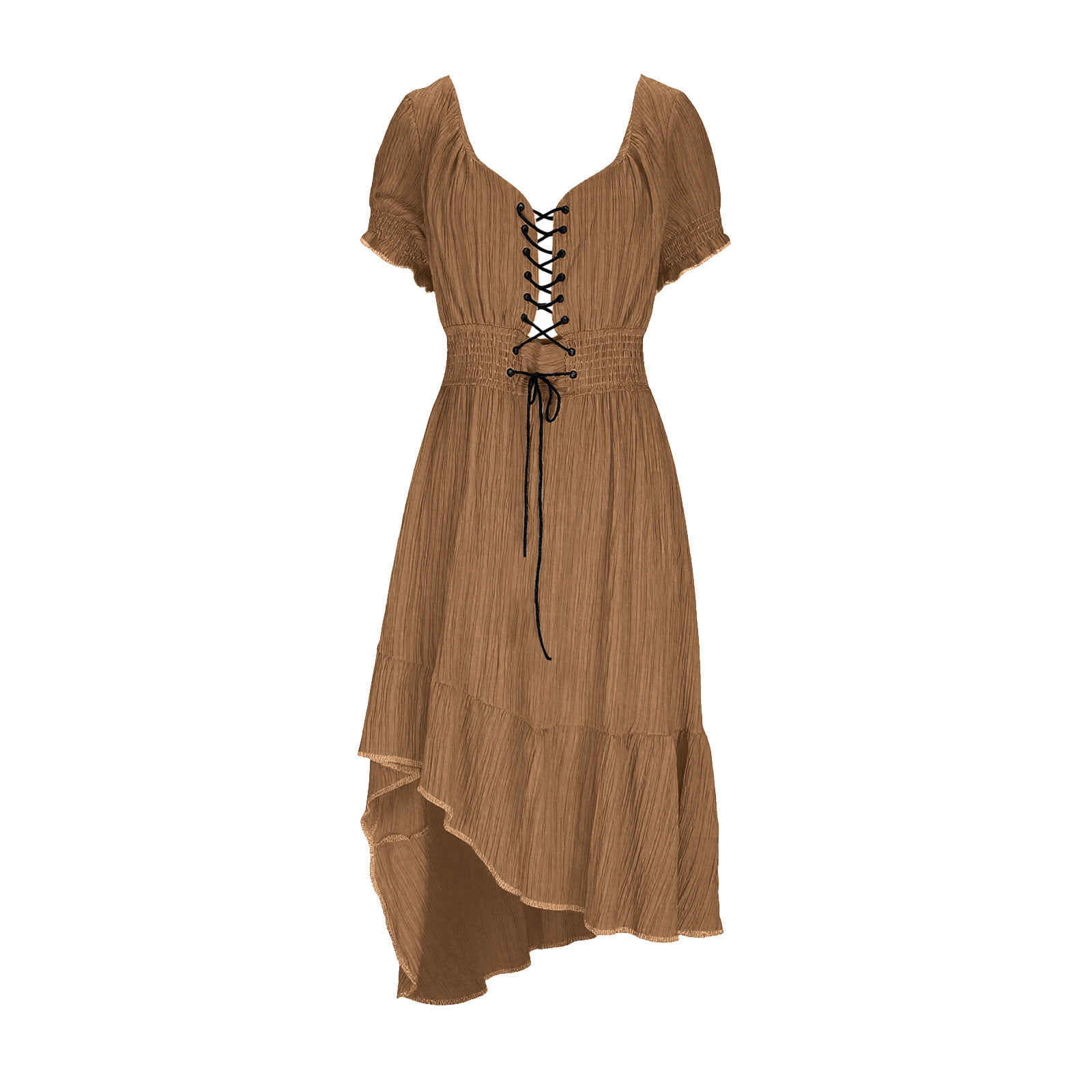 Laceup Cowgirl Dress for Women,Vintage Western Ruffle Casual Fashion Country Concert Boho Sexy Dresses