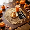 thumbnail image 6 of SLYNSHome Halloween Table Decor Round Lace Placemats,Gold PVC Hollow Out Heat Resistant Non-Slip Table Mats, Waterproof Oil Proof Washable Dining Party Supplies, 6 of 6