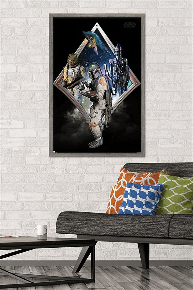 Star Wars: Original Trilogy - Bounty Hunters Badge Wall Poster, 22.375" x 34", Framed