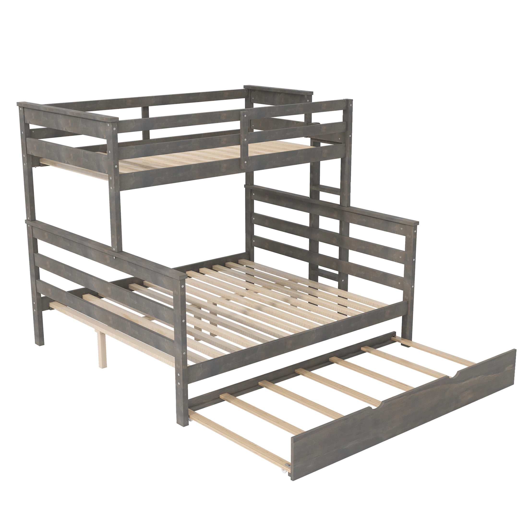 Noble House Zahra Twin XL over Queen Detachable Bunk Bed with Pull-out Guest Trundle, 3-in-1 Sleeping Solution, Grey