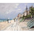 thumbnail image 2 of Monet, Claude 14x12 Gold Ornate Wood Framed with Double Matting Museum Art Print Titled - Beach at Trouville, 2 of 4