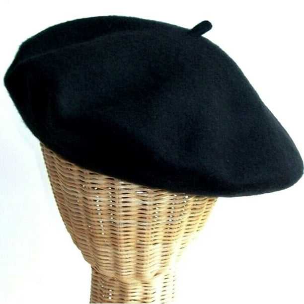 Parkhurst Classic French Beret 100 WOOL Black 11" in diameter