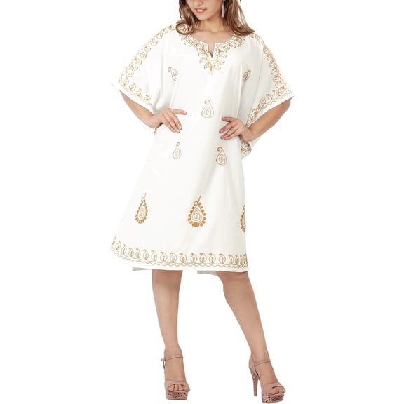 HAPPY BAY Women's Casual Dress Tunic Ladies Cover Ups for Swimwear Women Summer Caftan Beach Bikini Mini Kaftans for Women 2X-3X Daisy, Paisley