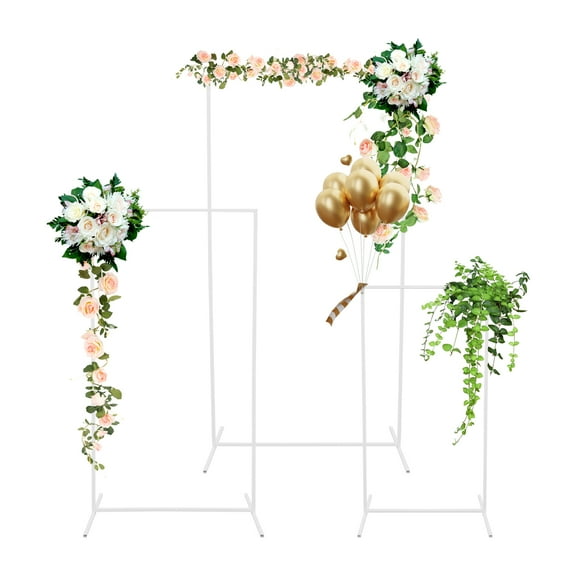 3 Set of Wedding Rectangular Metal Backdrop Stand (6.23ft,5.25ft,4.27ft), Rectangular Balloon Frame, 3pcs Wedding Backdrop Stand, Wedding Flower Square Arch Stand for Birthday Party Decorations
