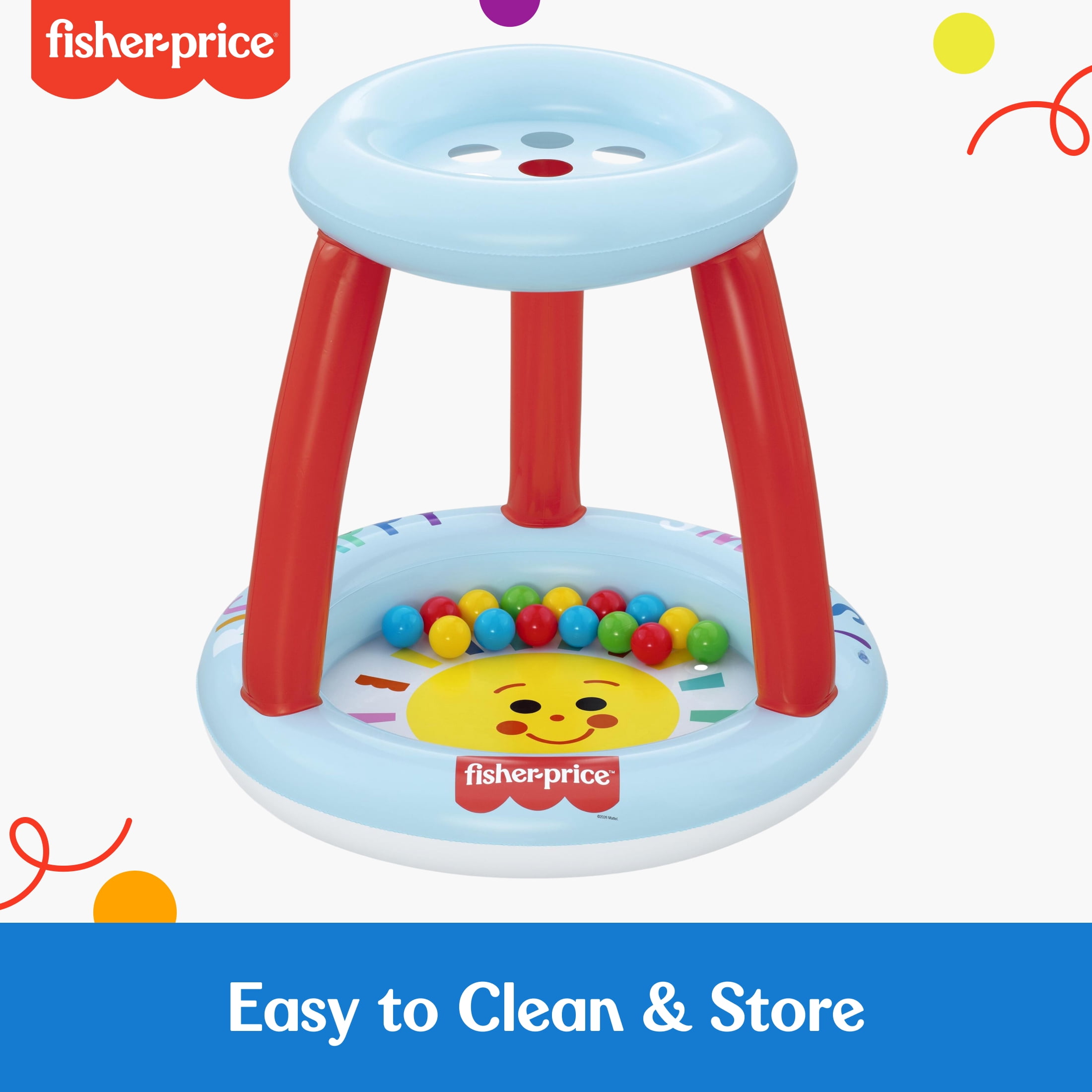 Fisher-Price Lil Sunshine Inflatable Indoor and Outdoor Ball Pit with 15 Play Balls