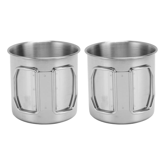 Mug en Acier Inoxydable 304 Portable avec Poignée Pliable pour le Camping de Voyage Randonnée Bouche Arrondie, Tasse Saine et Multi Fonctionnelle en Toute Sécurité