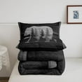 thumbnail image 4 of Lodge Cabin Comforter Set Gray Bear Pine Tree Silhouette Pattern Quilted Duvet Animal Western Jungle Style Bedding for Teens Adults Full Size, 4 of 6