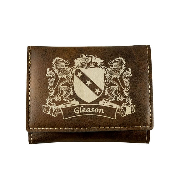 Gleason Irish Coat of Arms Rustic Leather Wallet