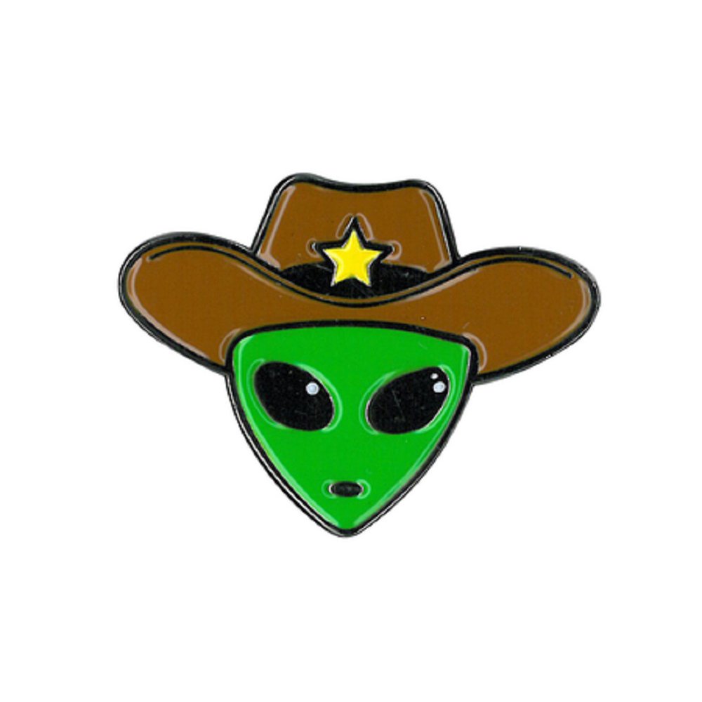 Original Famous Pins & Lapels - Alien Cowboy Enamel Pin - Novelty Funny