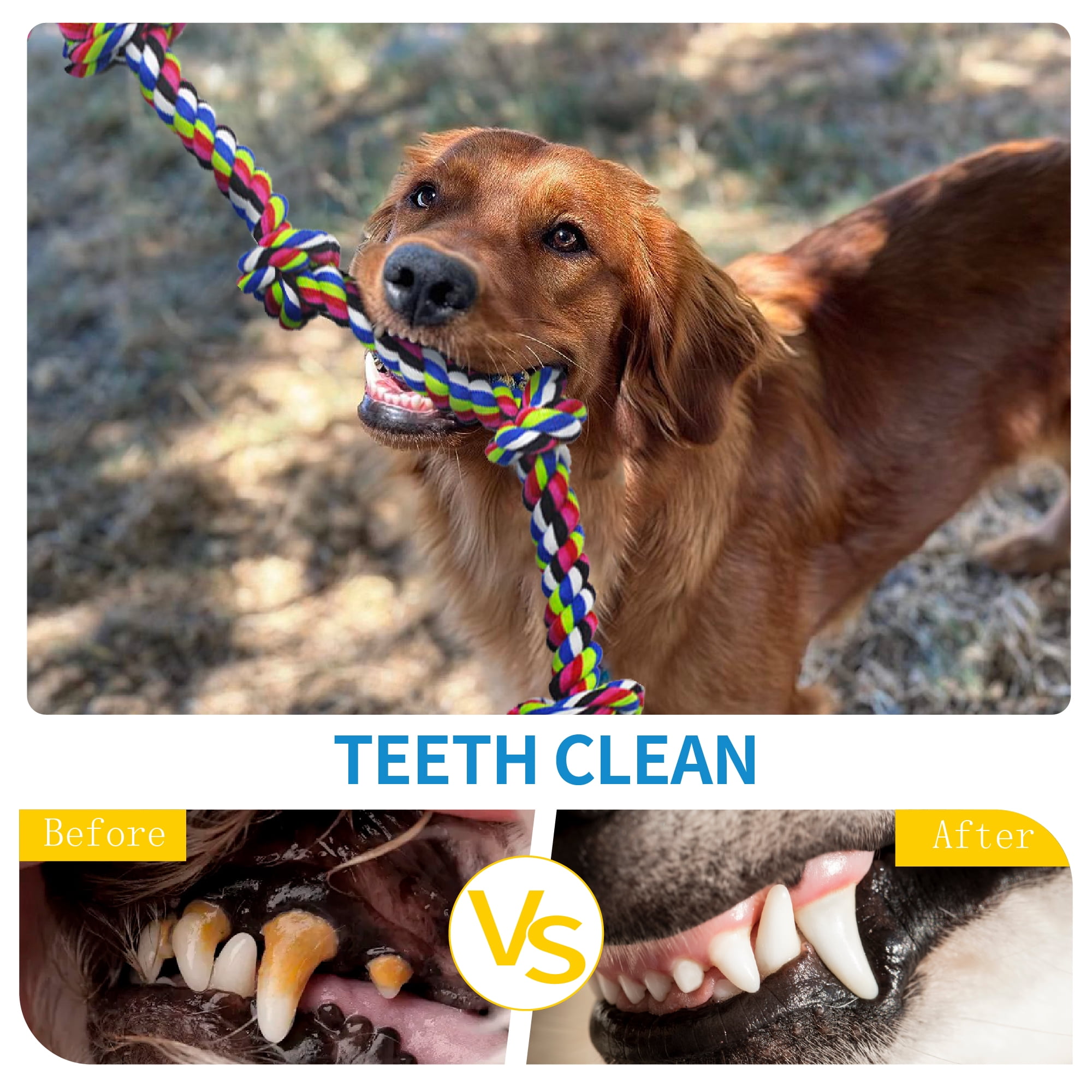 Dog Rope Toys 3-Pack for Aggressive Chewers, Tough Dental Chew & Tug of War Toy for Large Dogs