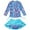 Blue, variant on WOYY Little Girls Tankini Swimsuit Scale Print Long Sleeve Rashguard Skirt Bathing Suit