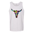 thumbnail image 2 of Wild Bobby, Colorful Rainbow Cow Bull Skull Animal Lover Mens Graphic Tank Top, White, 3XL, 2 of 3