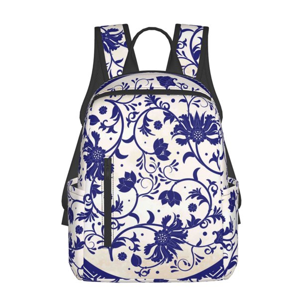 Fotbe Blue And White Porcelain Pattern Mochila Ligera para Hombres y Mujeres - Duradera y Resistente al Agua, Ideal para Escuela, Trabajo, Viajes y Uso Diario