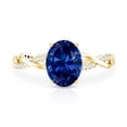 thumbnail image 4 of Rosec Jewels Oval Cut Lab Created Blue Sapphire Solitaire Ring with Diamond - 8X10 mm, 10K Yellow Gold, US 4.00, 4 of 8