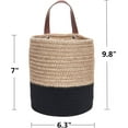 thumbnail image 3 of Wall Hanging Storage Baskets - Small Cotton Rope Woven Closet Storage Bins-Shelf Basket Organizer for Plants, Towels,Toys - 6.3" x 7" (Jute & Black), 3 of 6