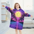 thumbnail image 5 of FORMRS Wearable Blanket Hoodie with Sleeves for Kids Cozy Flannel Sweatshirt, Purple Neon Road, 5 of 7