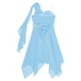 thumbnail image 4 of Yartina Flower Girl Dress Kids One Shoulder Chiffon Party Wedding Dresses Light Blue 10, 4 of 5