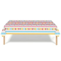 YMARPT Easter Tablecloth, 53.9x107.8inch Easter Table Cover, Disposable Easter Egg Plastic Tablecloth, Colorful Rectangle Easter Table Cover for Easter Spring Holiday Party Supplies