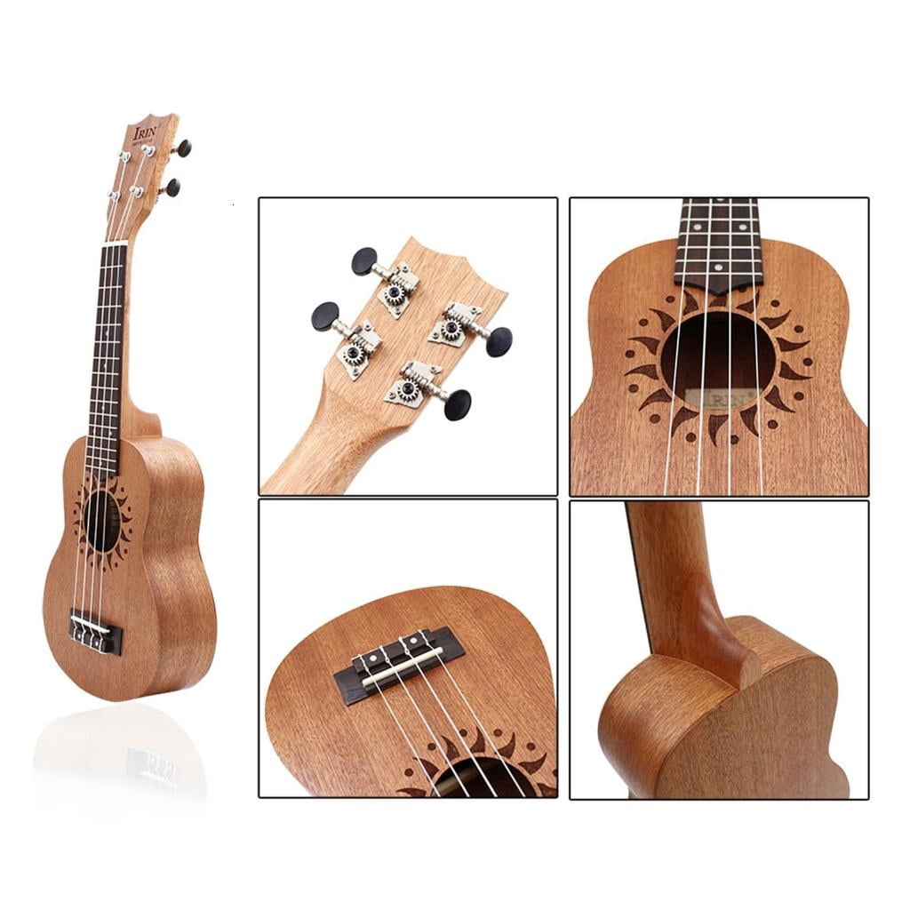 Yihuala Portable 21 Inch Ukulele 4 Nylon Strings Small Guitar Simple Pattern Acoustic Ukulele for Beginners