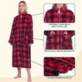 thumbnail image 3 of PAVILIA Womens Zip Up Robe with Pockets, Long Fleece Housecoat for Women, Plush Warm Zipper Robe Bathrobe, Soft Cozy Full Length Lounger House Coat, Buffalo Check Red Black (Small/Medium), 3 of 9