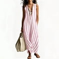 thumbnail image 5 of Eawtki Women's V Neck Sleeveless Maxi Dress Vertical Stripes Loose Fit Casual Summer Linen Blend Beach Cover Up Dress, 5 of 7