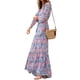 thumbnail image 2 of Txlixc Vestido casual para mujer, cuello en V, manga larga, estampado, dobladillo grande, estilo bohemio, cintura elástica, vestidos Txlixc Moda, 2 of 6