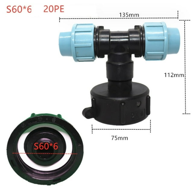 Connecteur Adaptateur de Réservoir Ibc à Filetage Grossier S60X6 pour Raccords Pe 20/25/32 mm