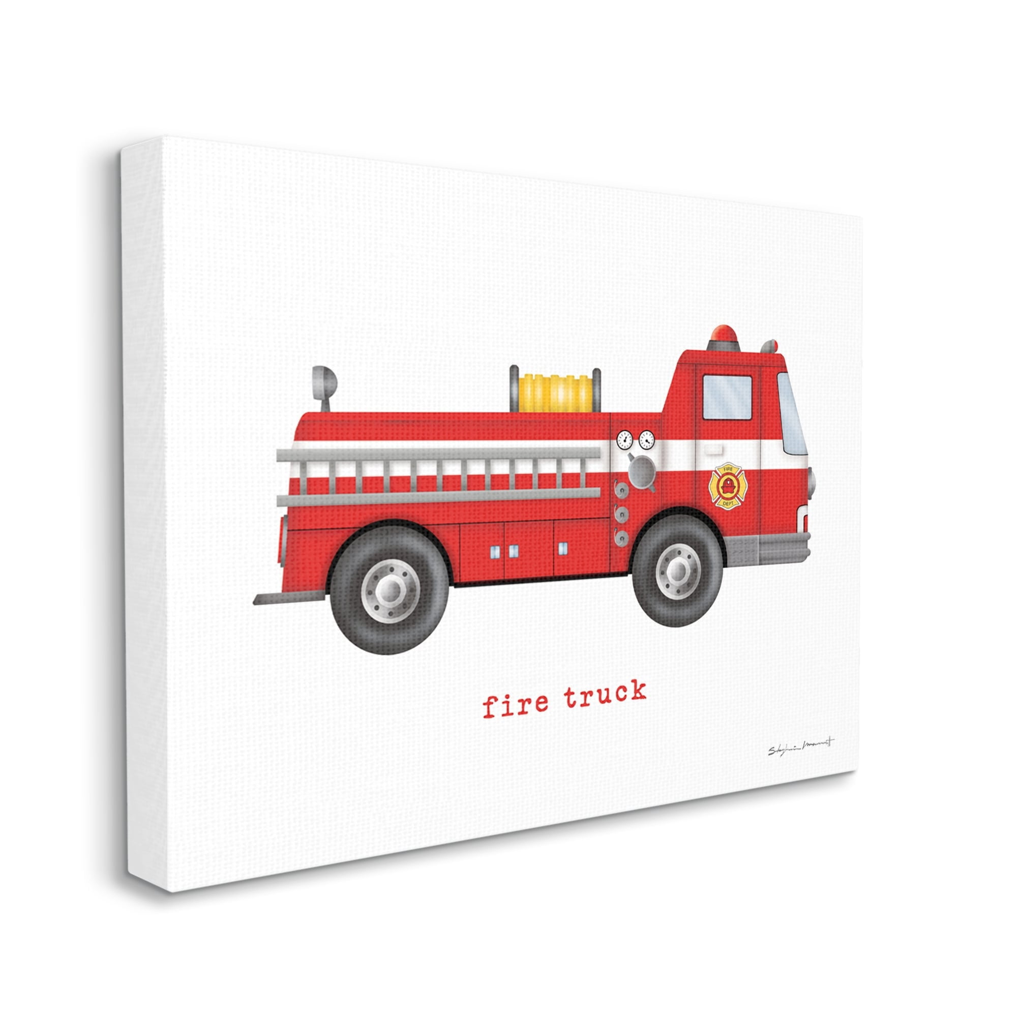 Stupell Red Fire Truck Vehicle Transportation Painting Gallery Wrapped Canvas Print Wall Art