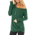 thumbnail image 5 of SWQZVT Women T Shirts Cold Shoulder Long Sleeve Tops Casual Fall Twist Knot Top Fahion Comfy Tunic Blouse S-2XL, 5 of 6