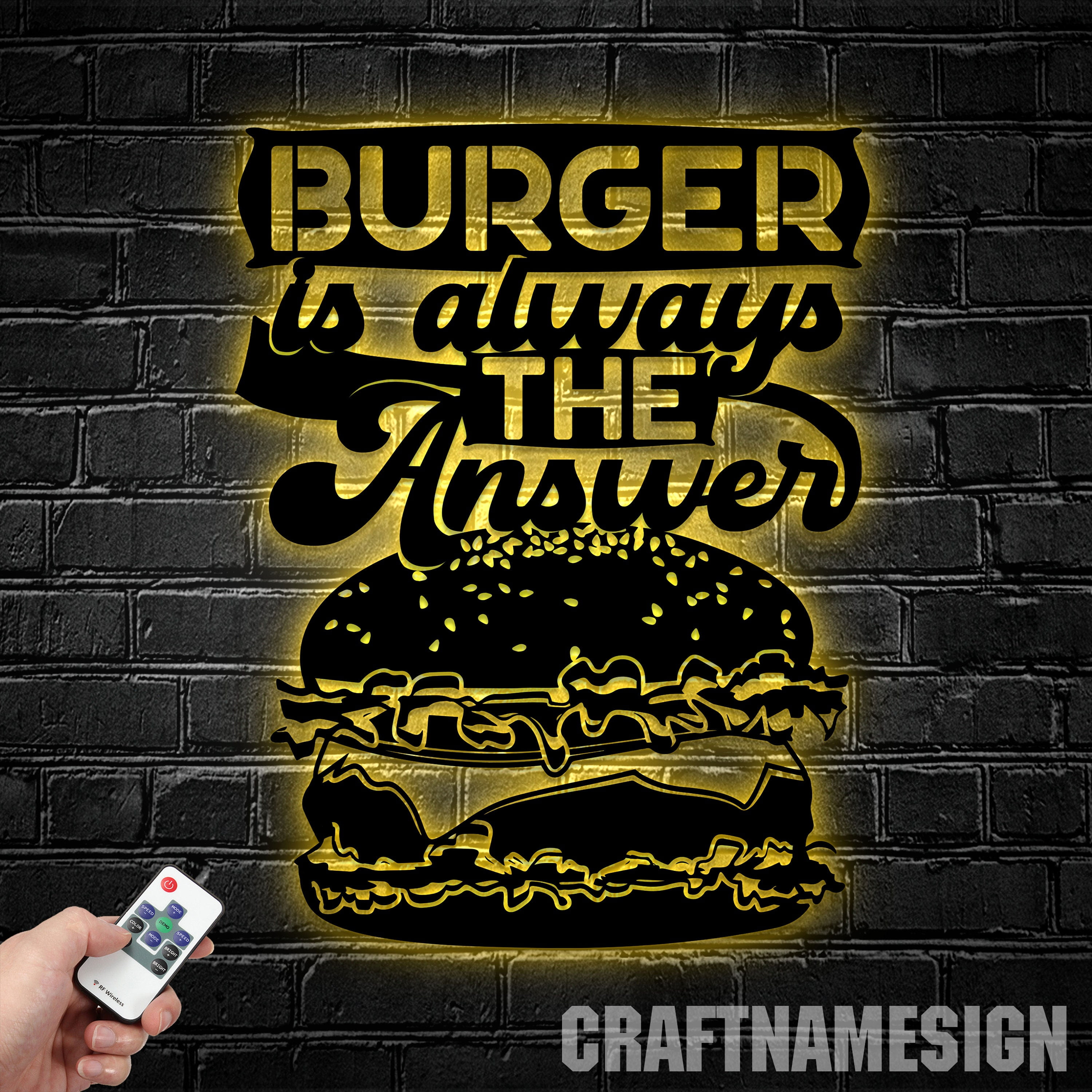 Craftnamesign Burger Shop Metal Wall Art with LED Lights, Burger Is Always  The Answer - Walmart.com, image size:3000x3000