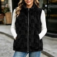 thumbnail image 2 of QATAINLAV Womens Fleece Sherpa Vest Winter Fuzzy Fluffy Checkered Plaid Sleeveless Zip Up Jacket with Pockets, 2 of 8