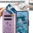 thumbnail image 5 of For Google Pixel 9 Pro XL Wallet Case,Cute Embossed Butterfly & Flower Patterned Flip Premium PU Leather [Flip Kickstand] [Card Slots] [Wrist Strap] [Magnetic Closure] Phone Cover, Lightpurple, 5 of 9