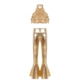 thumbnail image 2 of TSSOE Kids Girls 2 Piece Jazz Hip Hop Dance Clothes Shiny Sequin Backless Crop Tops with Flared Pants Ballroom Outfits Gold 16, 2 of 7
