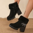 thumbnail image 4 of Xfvqtps Womens Fashion Boots Flatform Sole Chunky Heel 3.14 in Embroidered Ankle Boots for Women Warm Velvet Winter Booties Black, 4 of 8