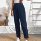 thumbnail image 2 of Pantalones elásticos de la cintura para las mujeres verde oliva cordón sólido bolsillo Jogger longitud completa, 2 of 5