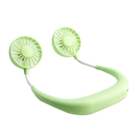 

USB Rechargeable Lazy Neck Hanging Style Dual Cooling Fan Travel Outdoor Indoor Wearable Neckband Fan