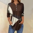 thumbnail image 2 of SwiftWear Blouse for Women Trendy 3/4 V-Neck Button Tops Summer Geometric Patterns Casual Tees 2025, 2 of 5