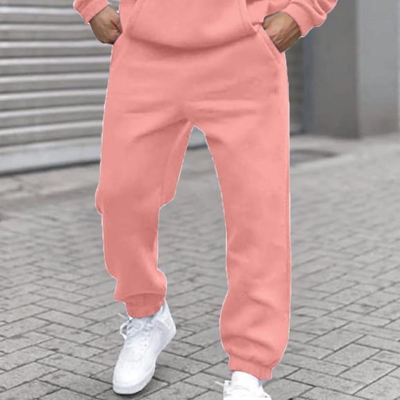 KIHOUT Mens Full Length Pants Solid Fashion Casual with Pockets Elastic Waist Long Pants Sweatpants Trousers Regular Length, All-Season Basics