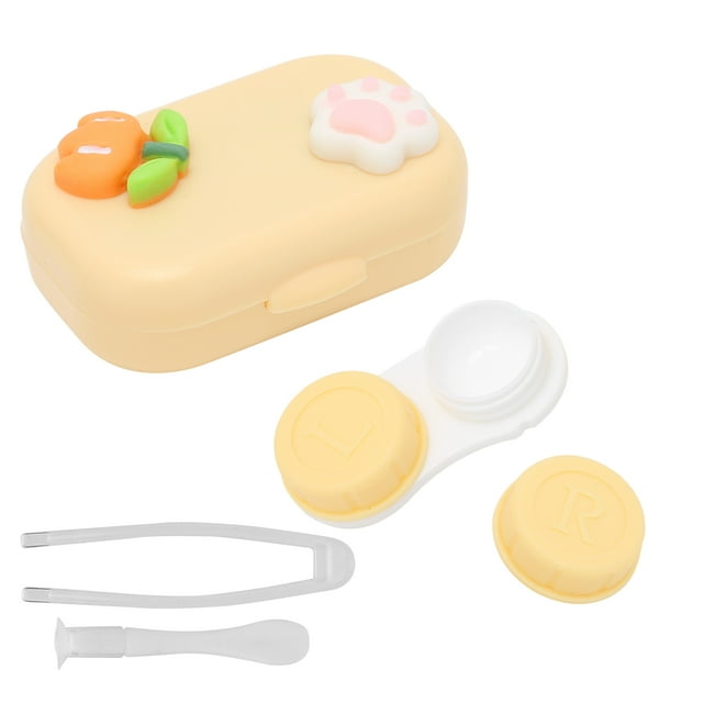 Estuche para lentes de contacto con pinzas de silicona, letras lr, superficie de espejo, resistente al agua y a los impactos, kit de almacenamiento portátil para lentes de