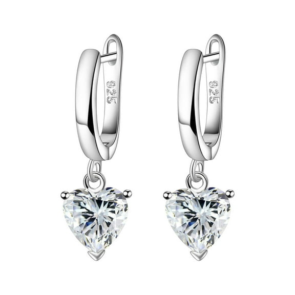 XIAOLE Silver Cubic Zirconia Love Heart Bridal Pendant Earrings For Women Wedding, Valentine'S Day, Mother'S Day, Christmas Jewelry Gift For Wife, Mom