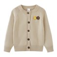 thumbnail image 2 of CYRBOKO Girl's Cardigans, Long Sleeve Soft Cotton Knit Winter Tops Beige Size 10-12 T, 2 of 8