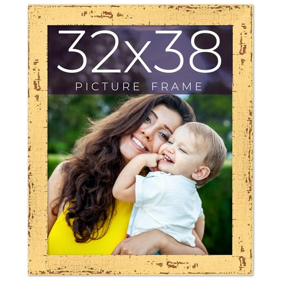 32x38 Frame Yellow Real Wood Picture Frame Width 1.25 inches | Interior Frame Depth 0.5 inches |