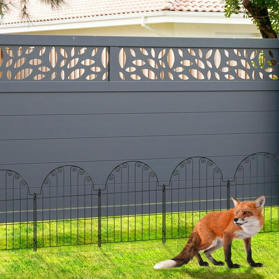 Decorative Garden Fence No  Rustproof Metal Fencing Barrier for Dog 5 Panels, 28 Inches High
