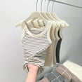 thumbnail image 6 of JGGSPWM Womens Sleeveless Ribbed Tank Tops Summer Round Neck Slim Fit Striped Print Top Casual T Shirts Clothes White L, 6 of 9
