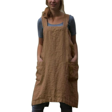 

Lisenrain Japan Style Cotton Linen Aprons Pinafore Cross Bandage X Shape Back
